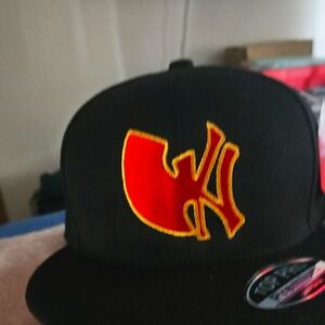 Black Cap with Red and Yellow Logo Custom Made Wu York Hat_